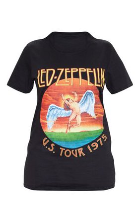 Black Led Zepplin Angel Print T Shirt | Tops | PrettyLittleThing