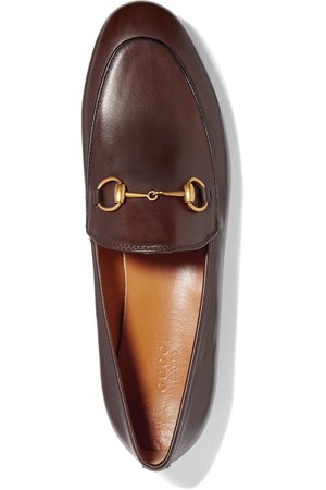 Dark brown Jordaan horsebit-detailed leather loafers | Gucci | NET-A-PORTER