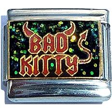 Amazon.com: Bad Kitty Sparkly Italian Charm: Italian Style Single Charms: Clothing, Shoes & Jewelry