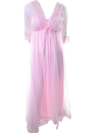 Pink Ruffled Vintage Chiffon Peignoir – Dressing Vintage