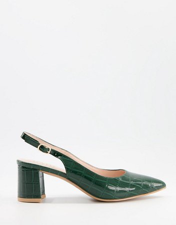 RAID Rublina heeled shoes in green croc | ASOS