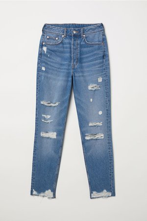 Slim Mom Jeans Trashed - Light denim blue - | H&M GB