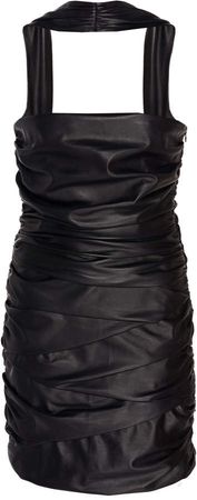 Zeynep Arçay Draped Leather Mini Dress