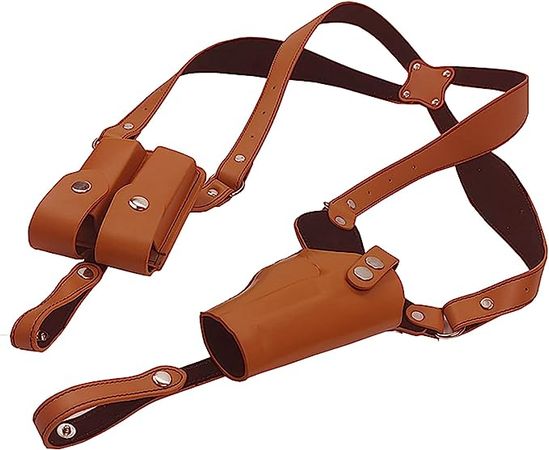 Amazon.com : Shoulder Holster General Vertical Gun Holster Adjustable Leather Gun Holster for Concealed Carry with Double Magazine Pouch Adjustable for Glock 1911 and Most Kinds of Pistols-Right Hand & Brown : Sports & Outdoors