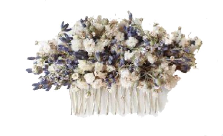 Bridal Wish Design Dried Lavender & Babies Breath Hair Comb