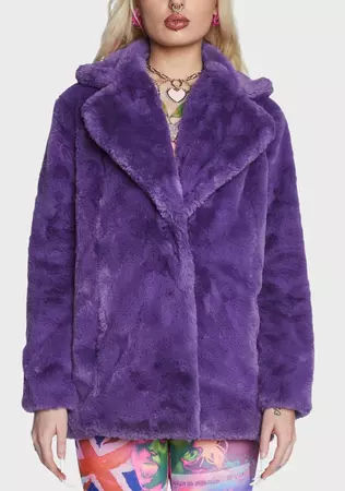 Girlfriend Material Faux Fur Coat - Purple – Dolls Kill