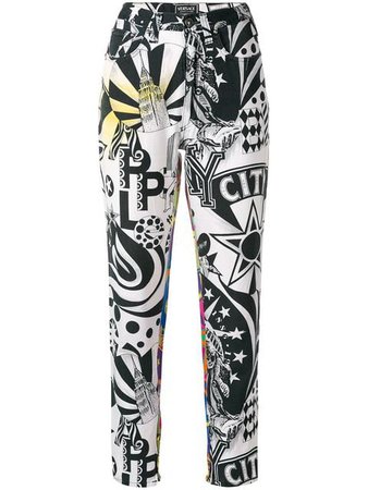 Versace Pre-Owned New York printed trousers $600 - Buy Online - Mobile Friendly, Fast Delivery, Price