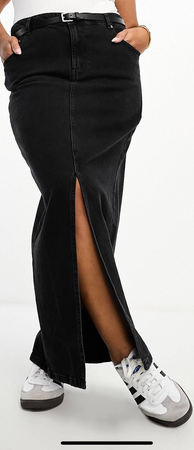 Black Denim Maxi Skirt