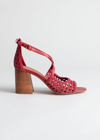 Woven Leather Heeled Sandals - Red - Heeled sandals - & Other Stories