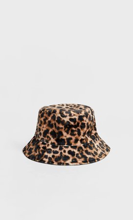 Velvet leopard print bucket hat - Women's Just in | Stradivarius United States brown