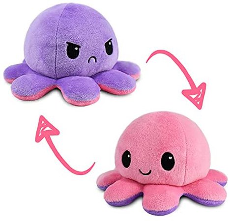 Amazon.com: TeeTurtle | The Original Reversible Octopus Plushie | Patented Design | Light Blue + Dark Blue | Happy + Angry | Show your mood without saying a word! : Toys & Games