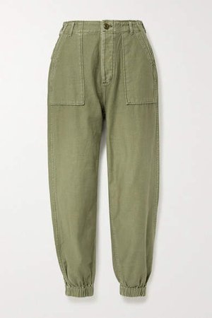 Cotton-twill Tapered Pants - Army green