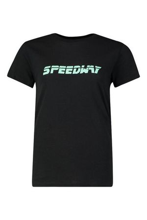 Speedway Oversized Slogan T-Shirt | Boohoo black
