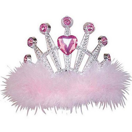 pink heart gem fur glitter rhinestone tiara crown