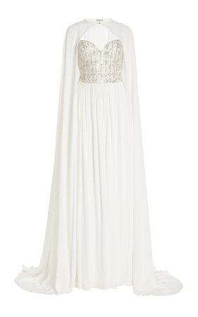 Crystal Embellished Bodice Cape Gown By Elie Saab | Moda Operandi