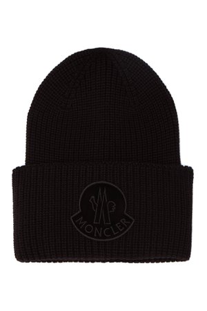 Черная шапка из шерсти Moncler – купить в интернет-магазине в Москве