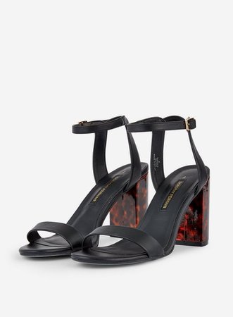 Black 'Shimmer' Block Heel Sandals | Dorothy Perkins