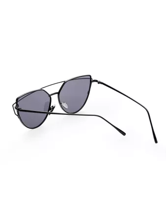 Black Lenses Cat Eye Metal Frame SunglassesFor Women-romwe