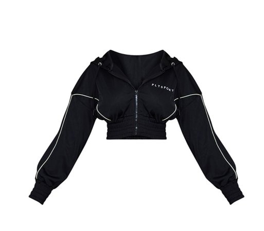 black piping contrast sports hoody $38