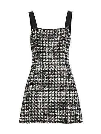 Shop Alice + Olivia Bonita Widestrap Tweed A-Line Dress | Saks Fifth Avenue