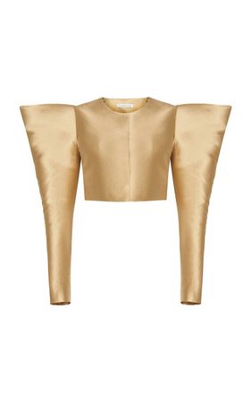 Puff Sleeves Gold Jacket By Kalmanovich | Moda Operandi