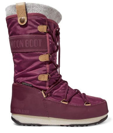 Monaco Felt-lined Shell And Faux Leather Snow Boots - Burgundy