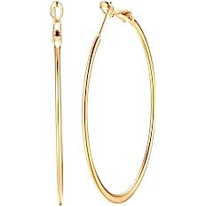 Amazon.com: Dainty 70mm 14K Yellow Gold Silver Big Large Hoop Earrings For Women Girls Sensitive Ears Fashion Round Circle Huggie Hypoallergenic Hoops 3 Inch Minimalist Hooped Gifts Bff Birthday (Yellow Gold): Clothing, Shoes & Jewelry