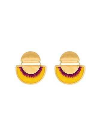 Katerina Makriyianni Yellow 24K Gold-Plated Fringed Silk Earrings Ss20 | Farfetch.Com