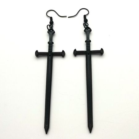 Новые черные серьги в форме меча, ювелирные изделия, абалио, гот, таинственный подарок 78x21 мм - купить по выгодной цене | AliExpress