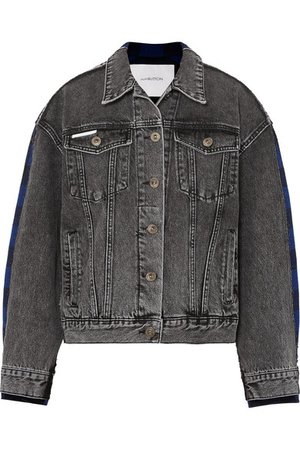 Pushbutton | Paneled acid-wash denim and checked flannel jacket | NET-A-PORTER.COM