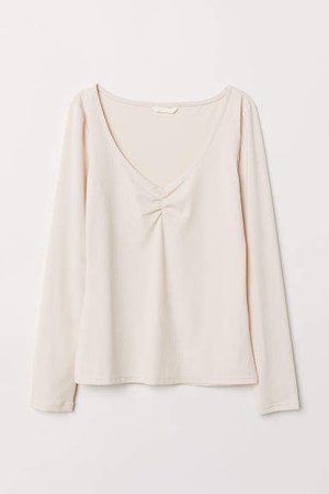 Ribbed Jersey Top - Beige