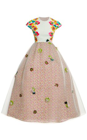 Floral Embroidered Bodice Gown by DELPOZO | Moda Operandi