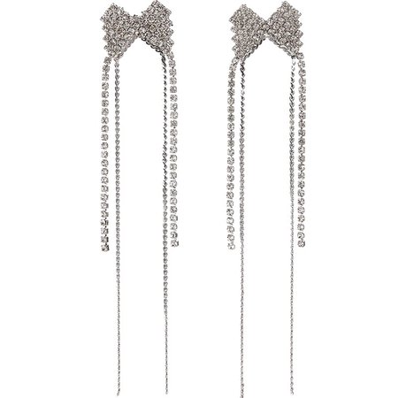 silver bow dangle earrings