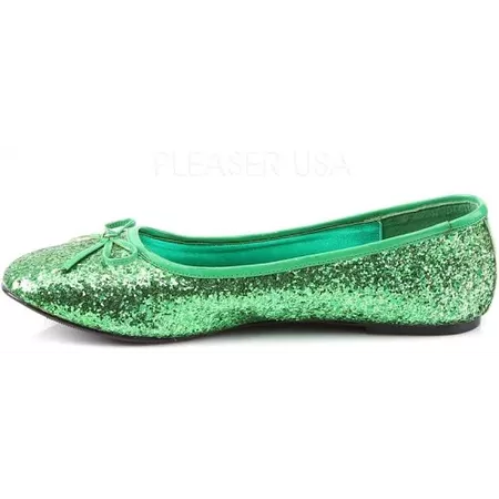Google Express - Pleaser STAR-16G, Flat Glitter Women Shoes Green / Size 10