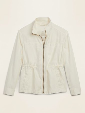 Linen-Blend Utility Zip Jacket for Women | Old Navy