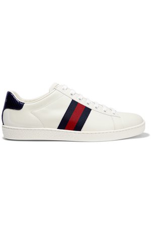 Gucci | Ace watersnake and canvas-trimmed leather sneakers | NET-A-PORTER.COM