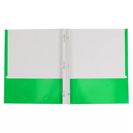 2 Pocket Paper Folder With Prongs Green - Pallex : Target