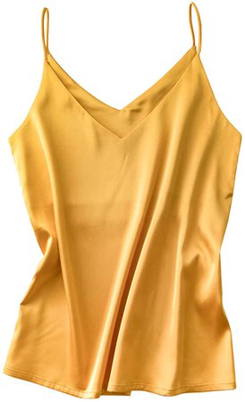 Miqieer Basic Women's Silk Tank Top Ladies V-Neck Camisole Silky Loose Sleeveless Blouse Satin Tank Shirt at Amazon Women’s Clothing store
