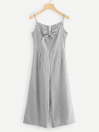 Knot Front Striped Cami Jumpsuit