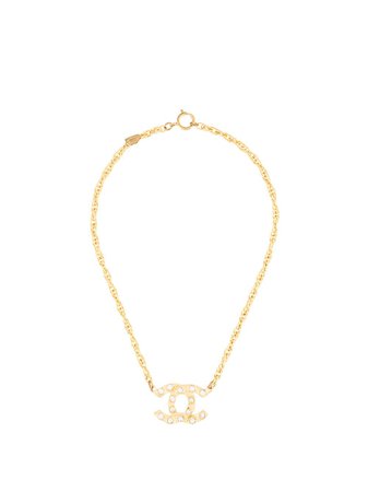 Chanel Pre-Owned rhinestone-embellished CC Necklace - Farfetch