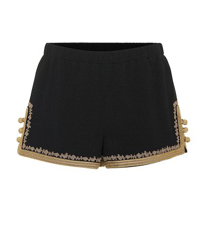 Embellished crêpe shorts