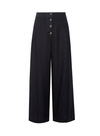 *DP Tall Black Culotte Trousers With Linen | Dorothy Perkins