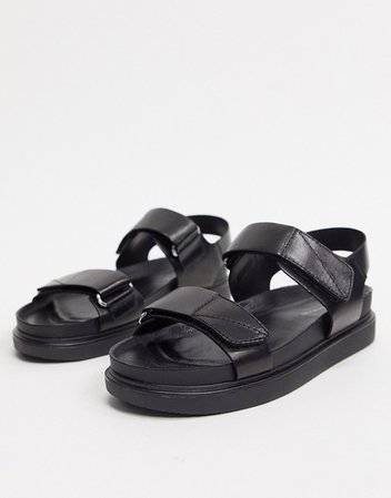 Vagabond Erin leather strap sandals in black | ASOS