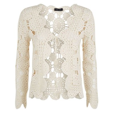 Cream Crochet Long Sleeve Cardigan | New Look