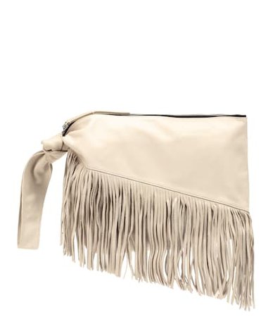 Farwo fringe-trimmed suede pouch