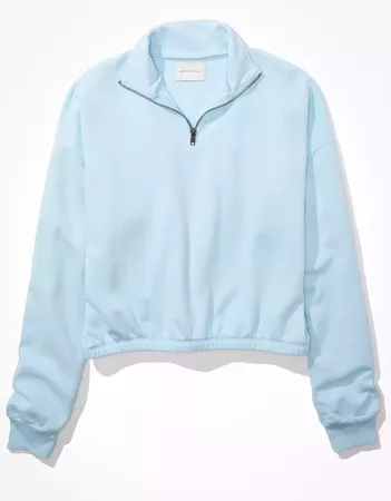 AE Fleece Cinched Quarter Zip Sweatshirt blue