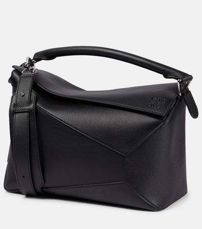 Puzzle Edge Medium Leather Shoulder Bag in Black - Loewe | Mytheresa
