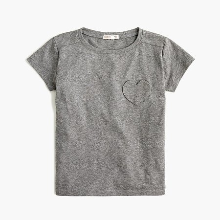 J.Crew: Girls' T-shirt With Heart-shaped Pocket