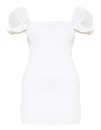 white puff sleeve dress