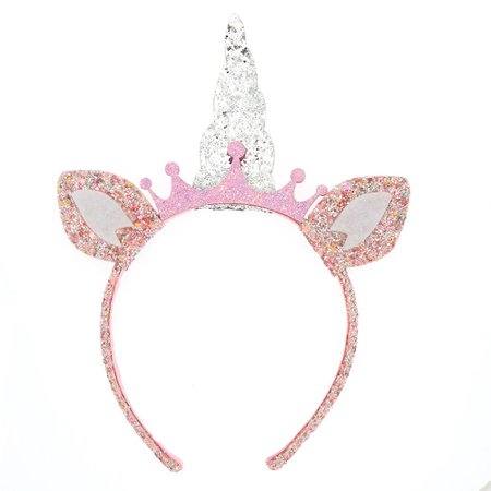 Claire's Club Glitter Unicorn Headband - Pink